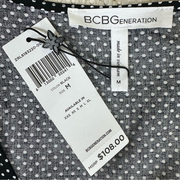 BCBGeneration Dress Sz M Wrap  Black Polka Dot NWT - Picture 14 of 15